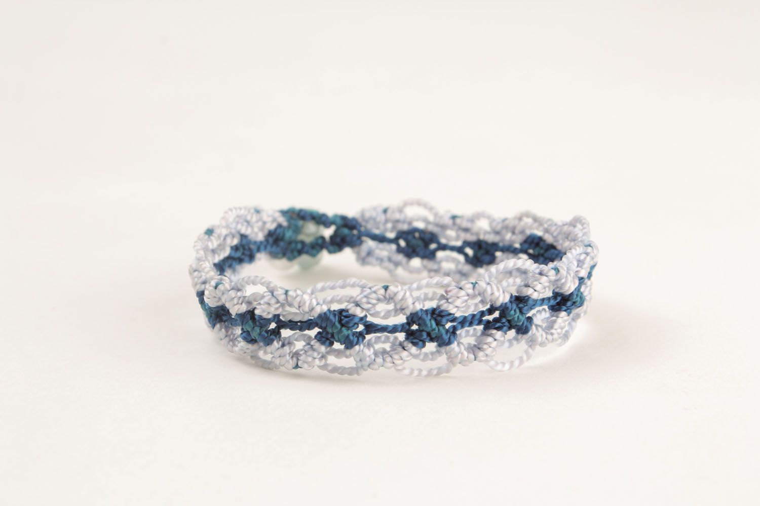 Textile bracelet in blue color palette photo 4