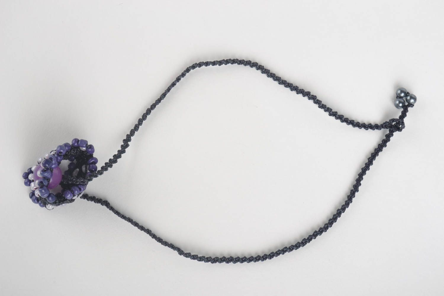 Pendentif bague macramé violet Bijou fait main original Cadeau pour femme photo 2
