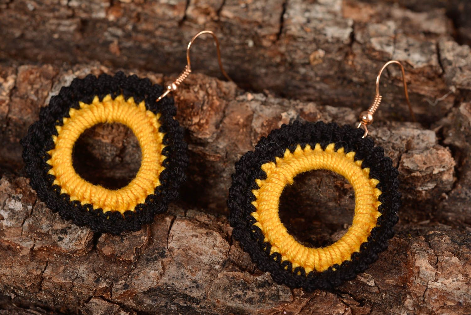 Handmade designer earrings crocheted round earrings stylish accessories photo 1