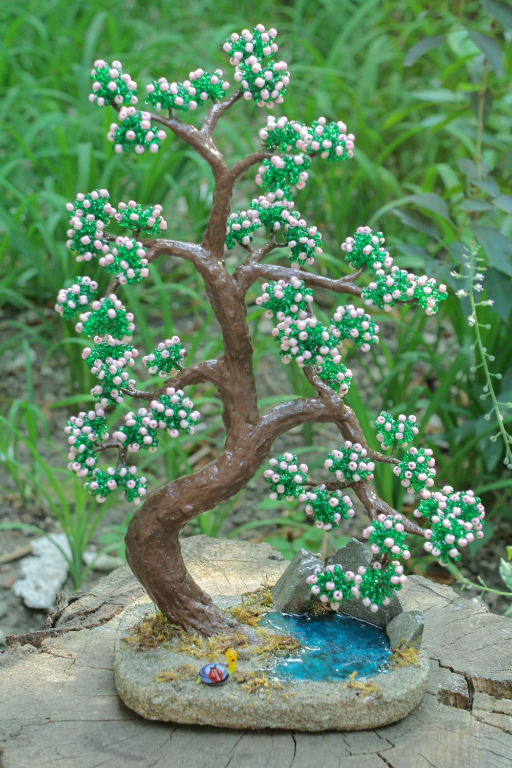 Árvore de miçangas feita à mão Floração Bonsai foto 1