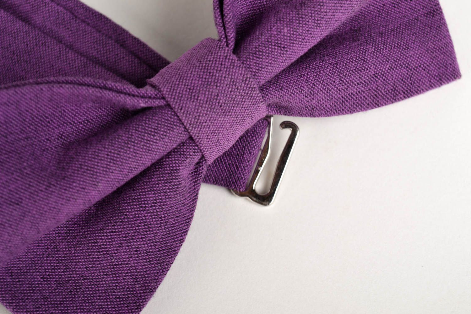Noeud papillon violet fait main en tissu de coton réglable Accessoire homme photo 3