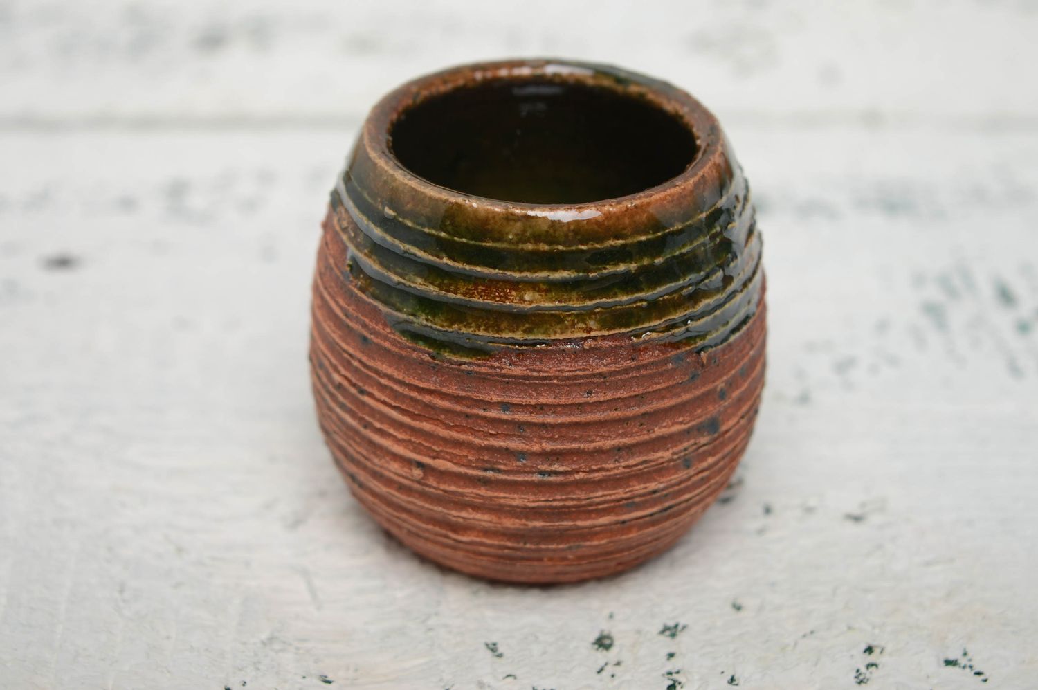 Copa cerámica pintada con engobes 80ml foto 1