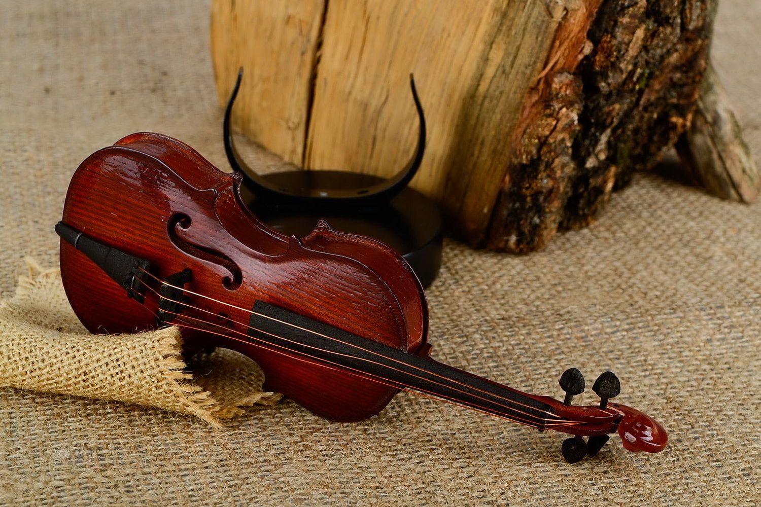 Decorative wooden violin photo 1