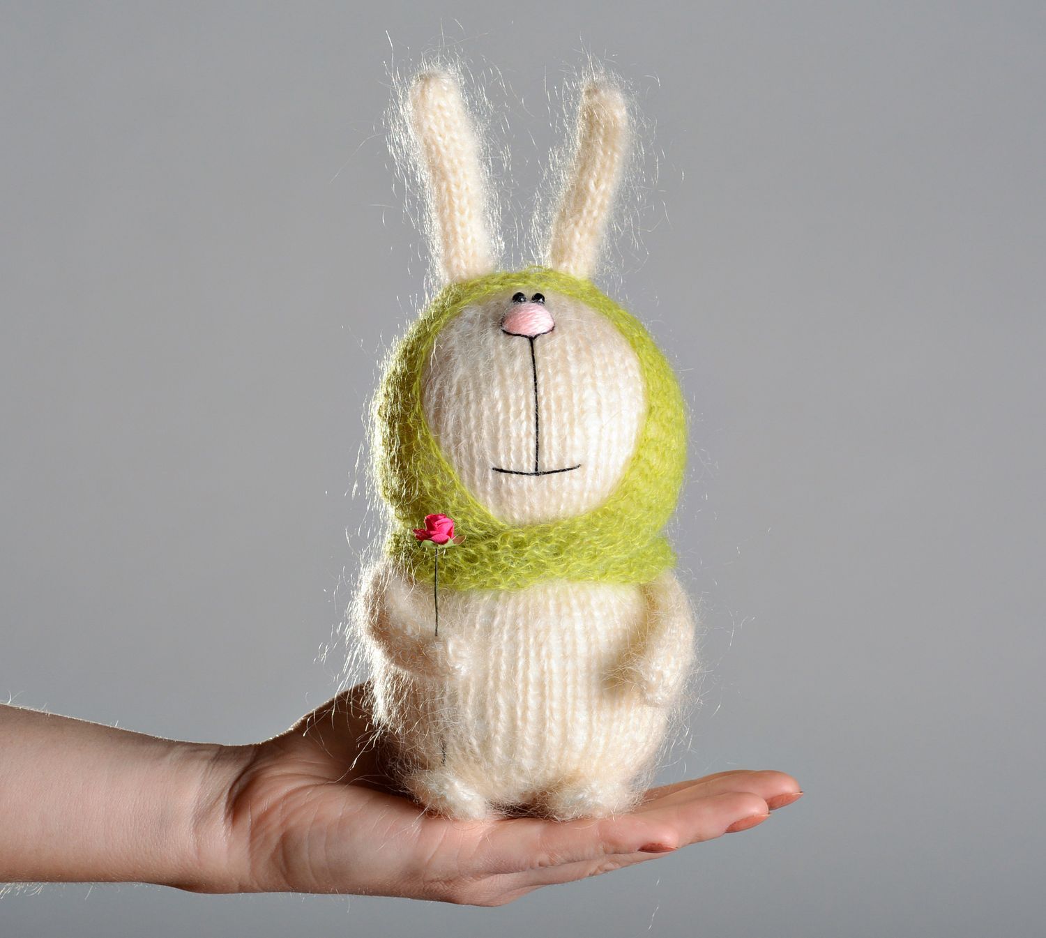 Toy knitted with mohair threads Hare photo 2