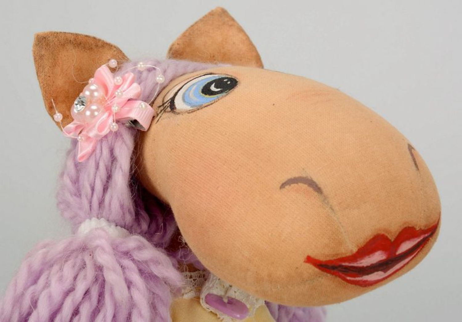 Soft toy Tilda doll Horse with violet crest photo 4