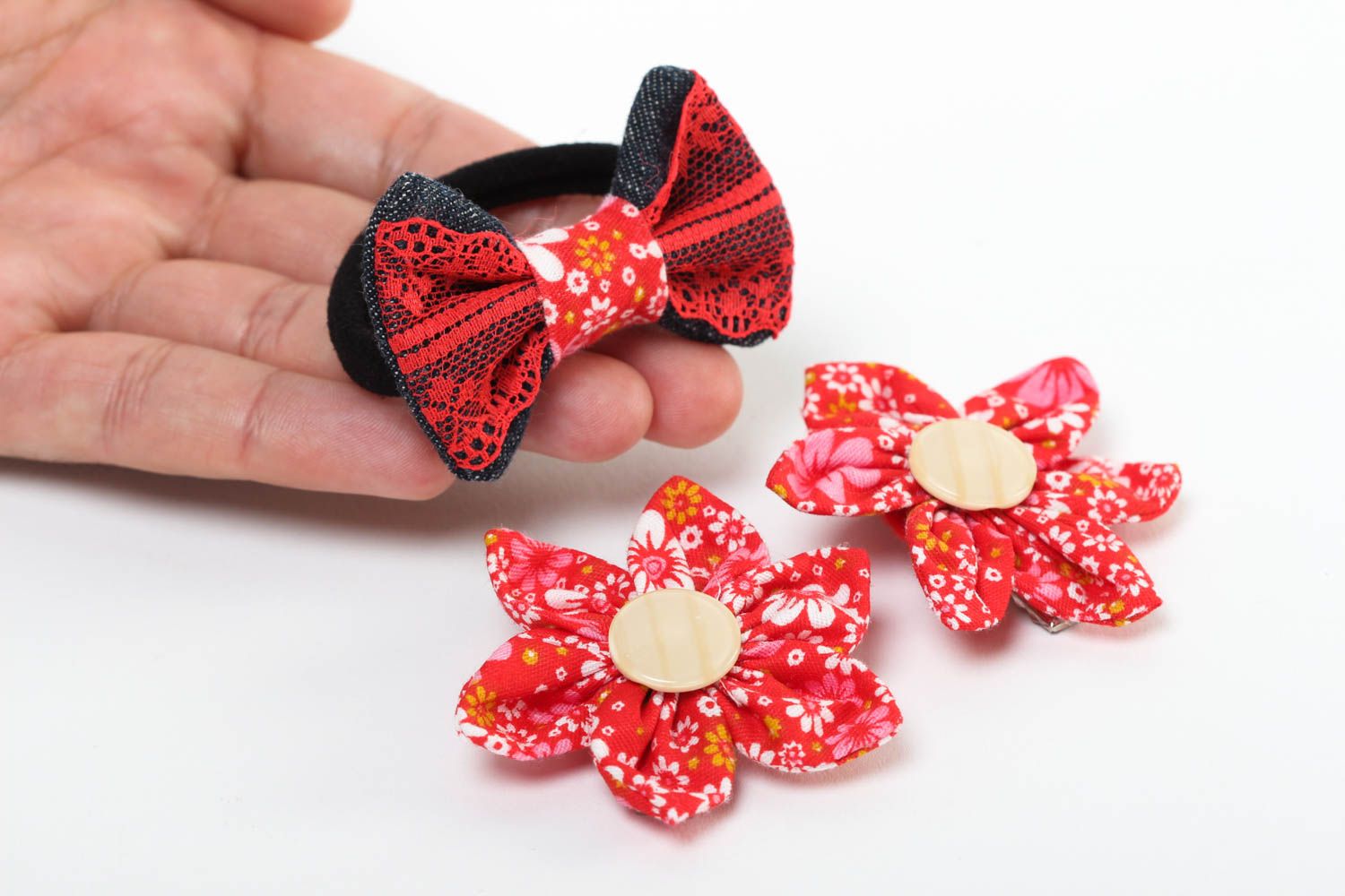 Childrens handmade hair clips flower hair clip hair bow scrunchie gifts for kids photo 5