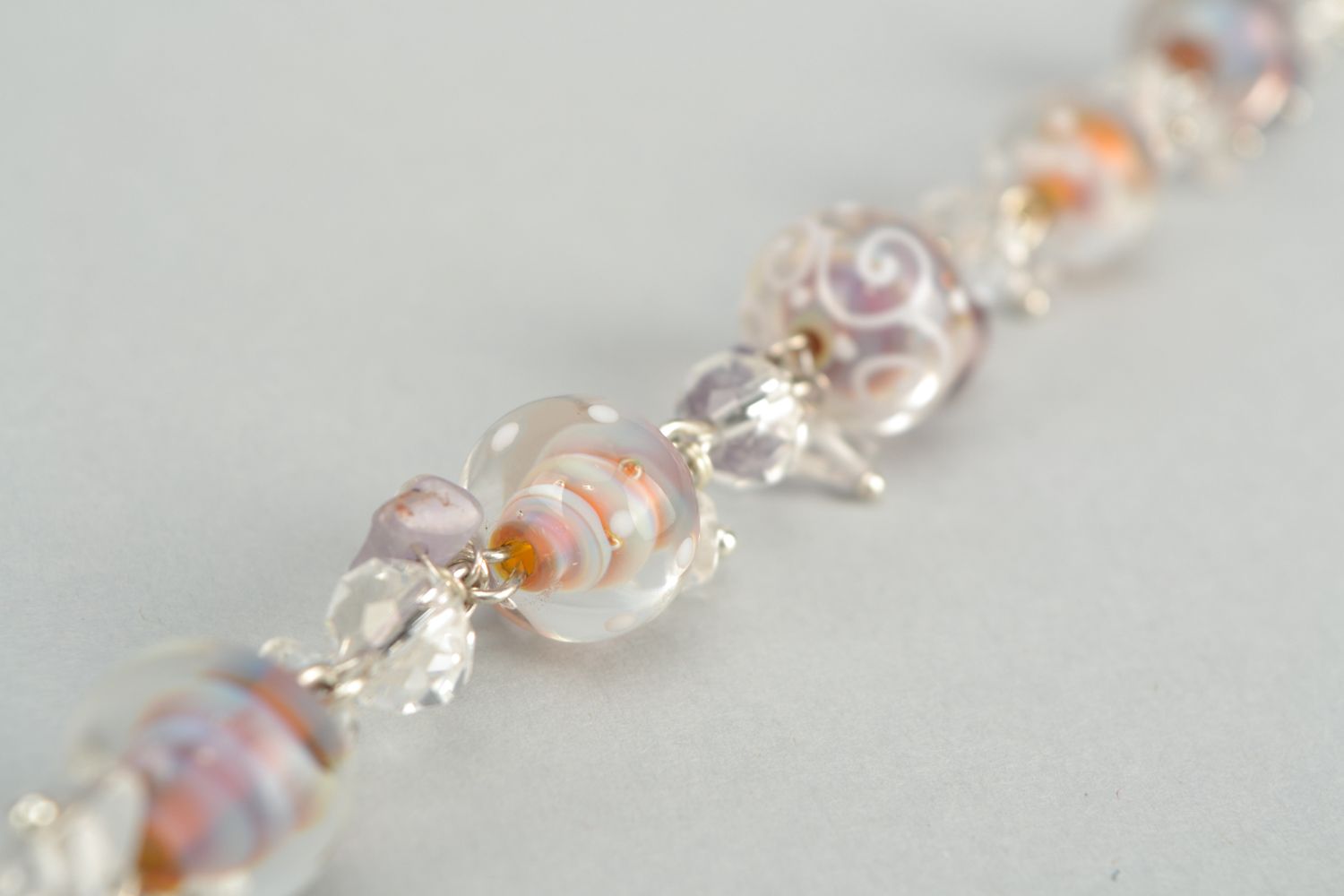 Bracelet with lampwork glass beads Jellyfish photo 5