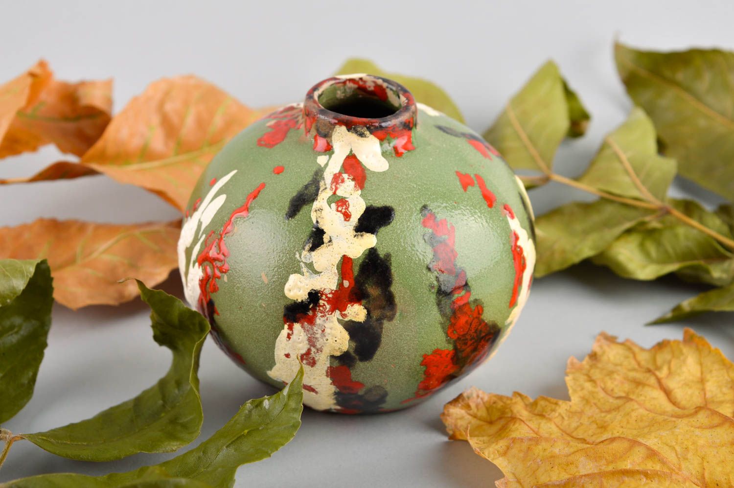 Handgemachte Keramik bunte Vase ausgefallenes Geschenk Vasen Deko originell foto 1