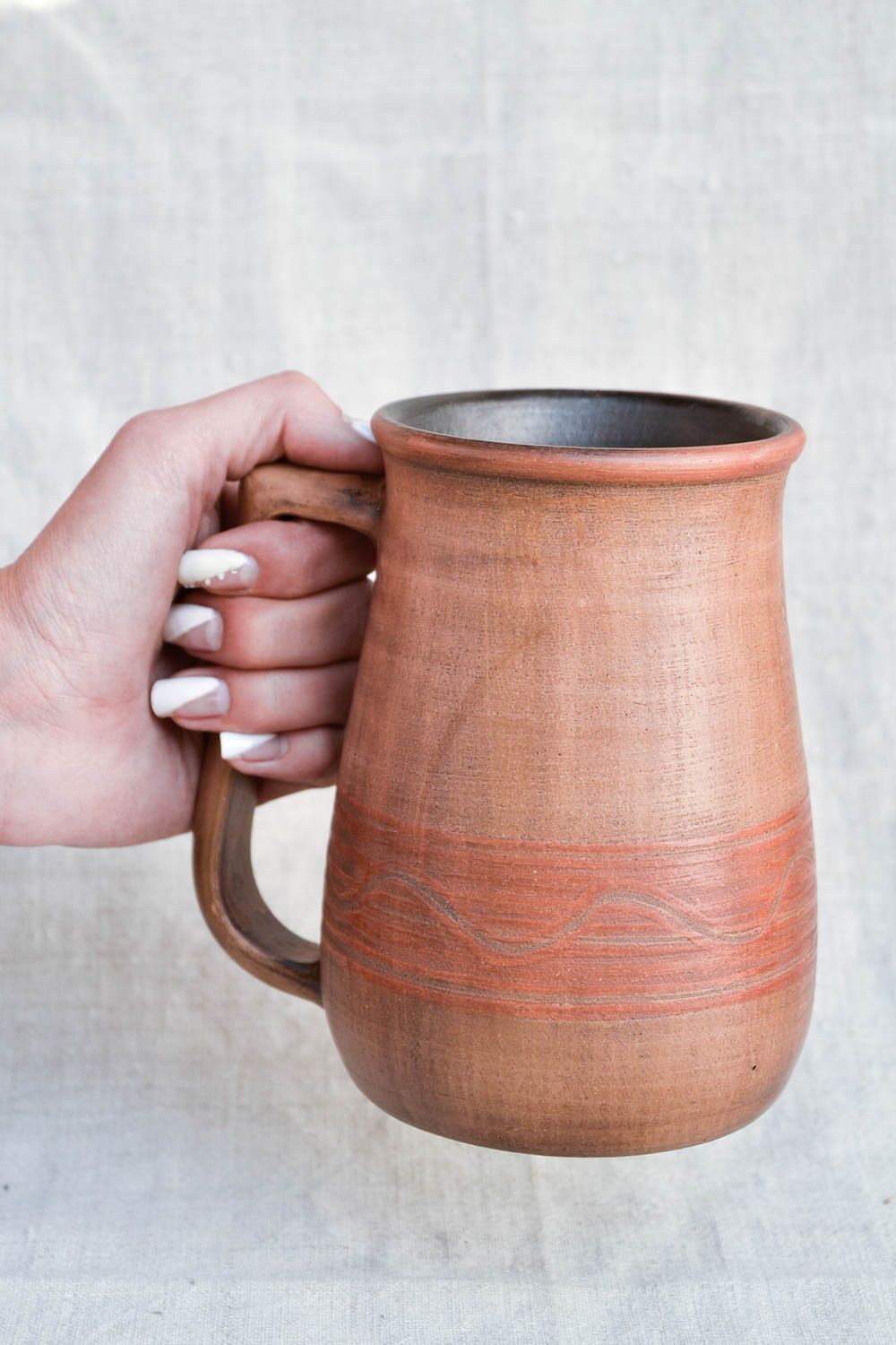 Handgemachtes Geschirr Tasse Keramik Geschenk für Frau Tasse aus Ton mit Muster foto 2