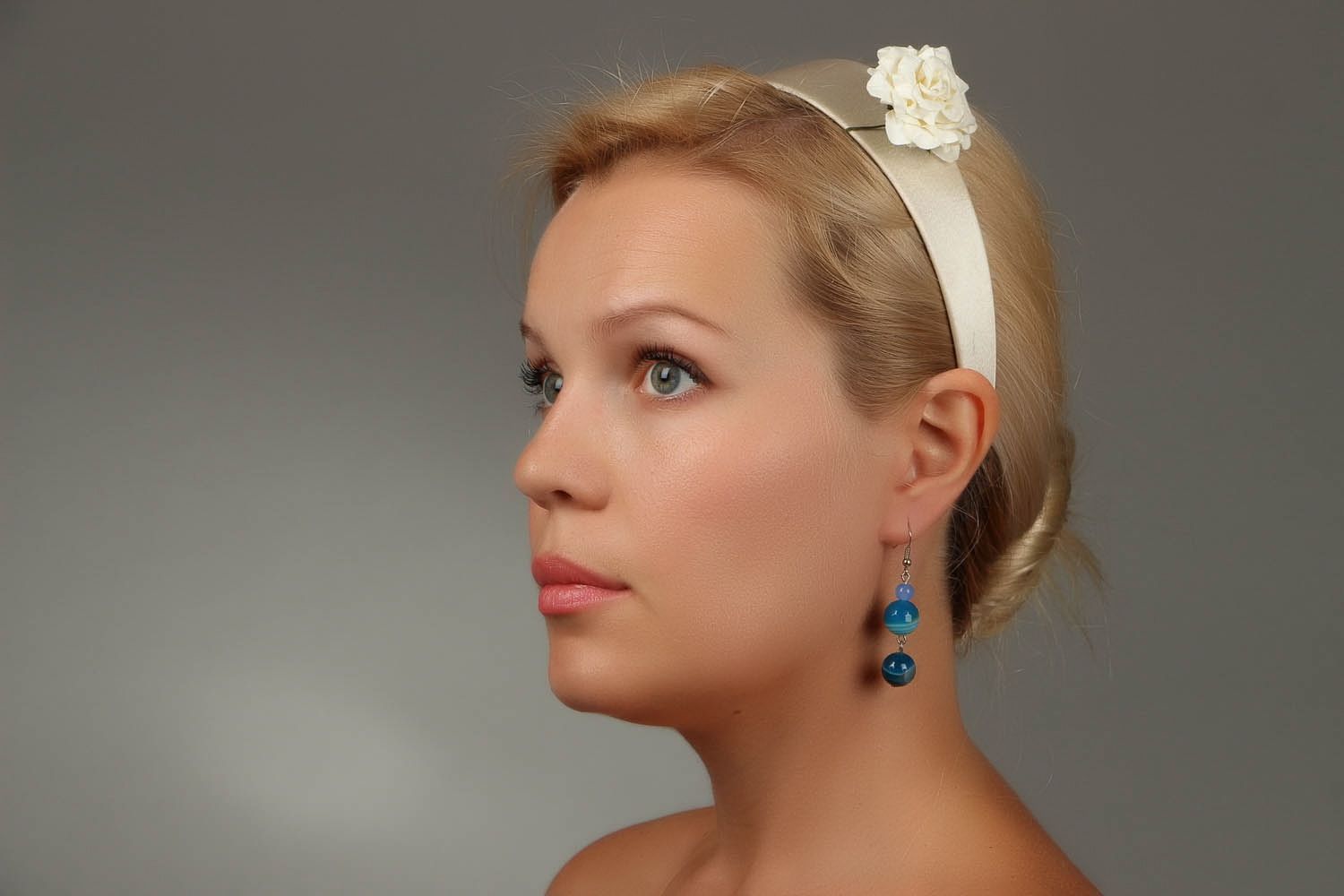 Blaue Ohrringe mit Agat foto 5