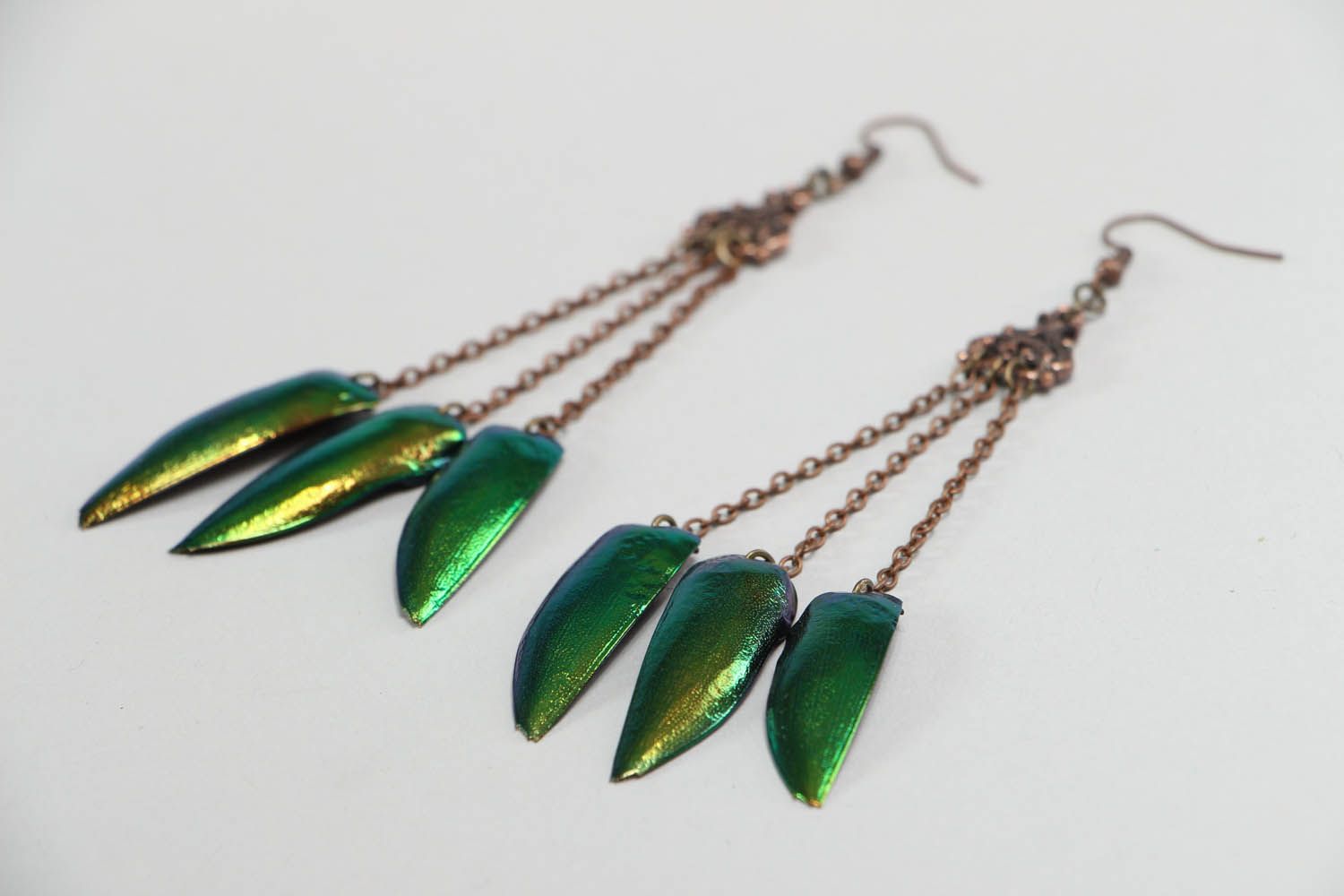 Earrings with the borer bug wings photo 2