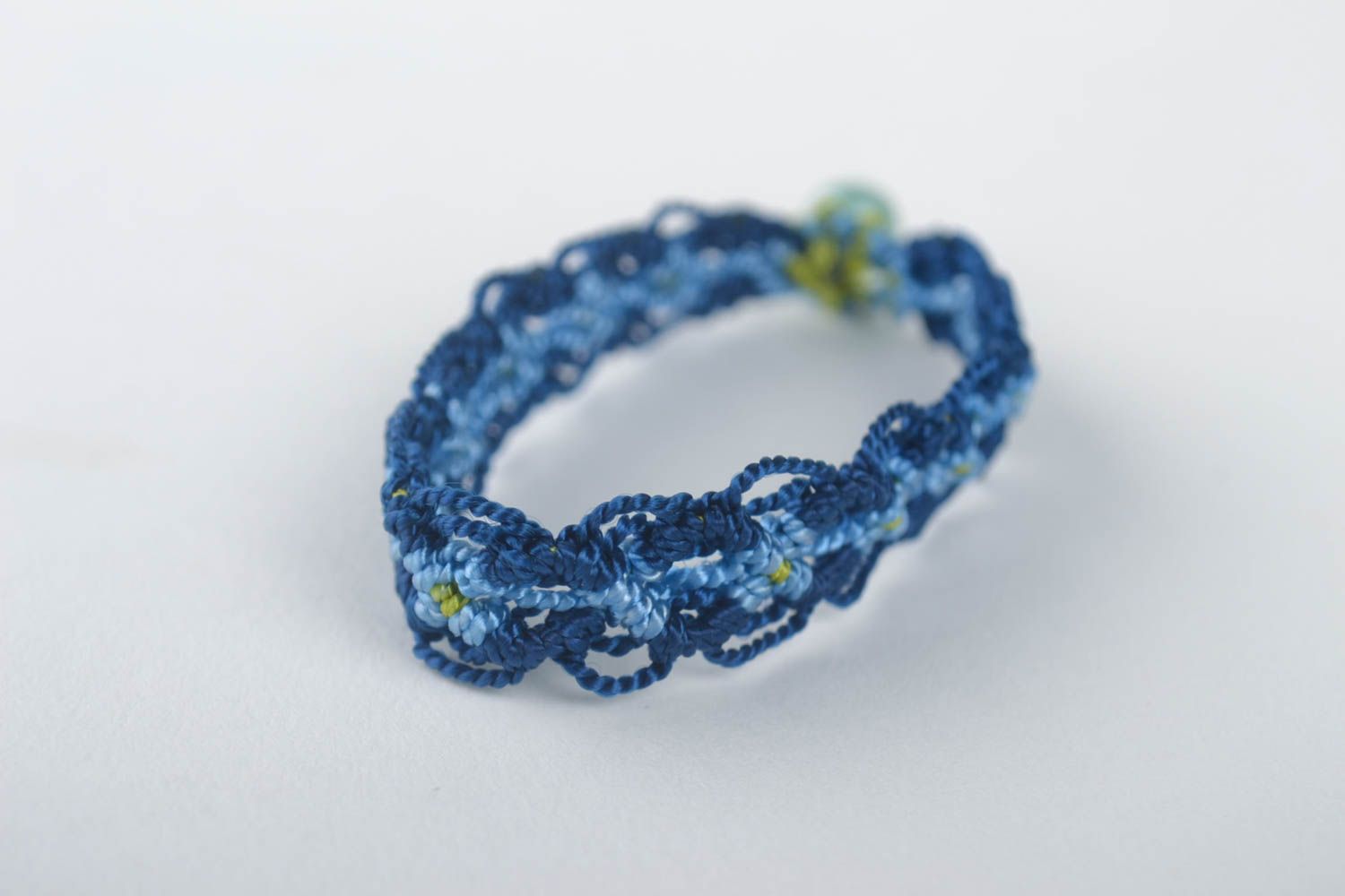 Синий браслет ручной работы дизайнерское украшение браслет на руку широкий фото 2