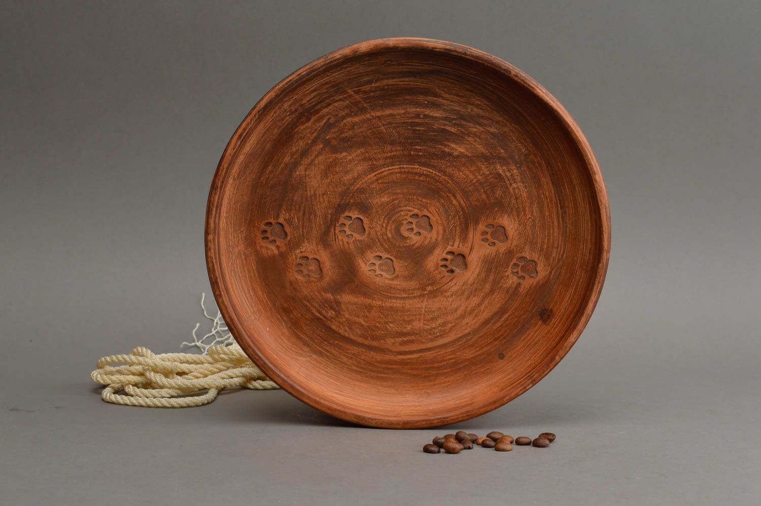 Handmade Teller Keramik runder Teller Keramik Geschirr für Servieren braun foto 1