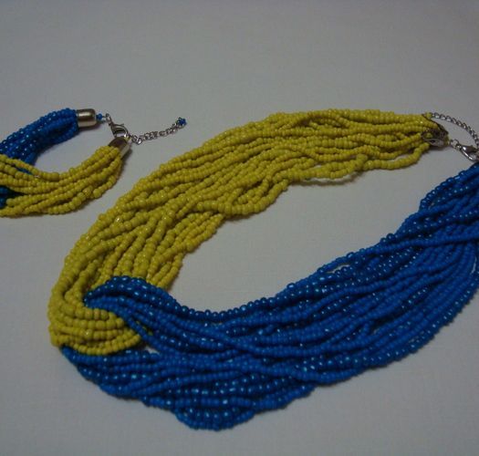 Handmade beaded jewelry set of necklace and bracelet photo 3