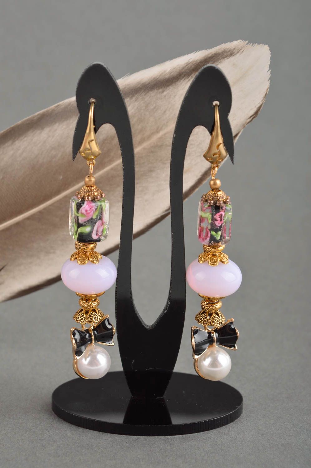 Lange Ohrhänger handgeschaffen Ohrringe für Damen Modeschmuck Ohrringe stilvoll foto 1