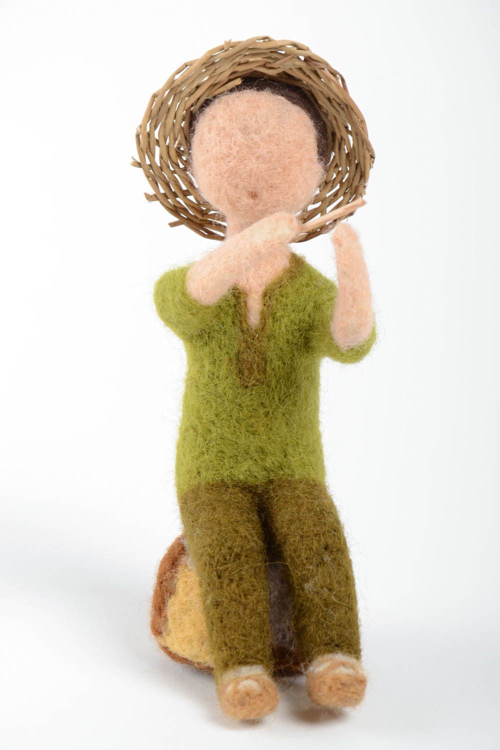Jouet en laine fait main Poupée décorative Cadeau pour enfant Garçon avec flûte photo 5