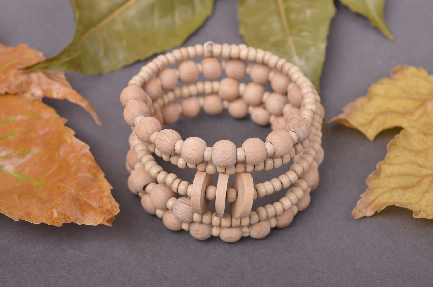Handmade wooden cute bracelet unusual laconic bracelet jewelry in eco style photo 1