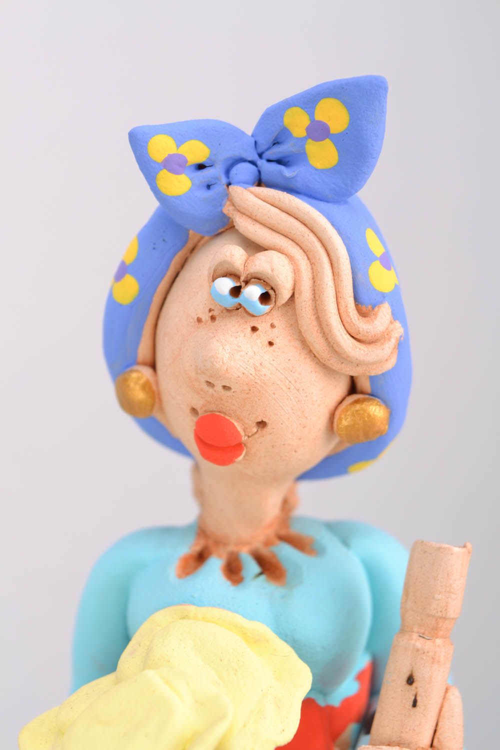Homemade ceramic statuette Cossack Woman with a Rolling Pin and Dumplings photo 4