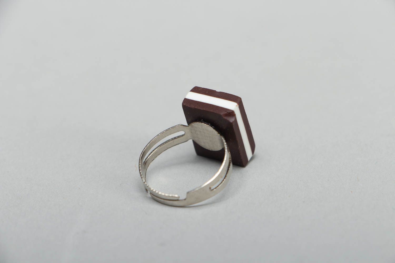 Unusual polymer clay ring photo 2