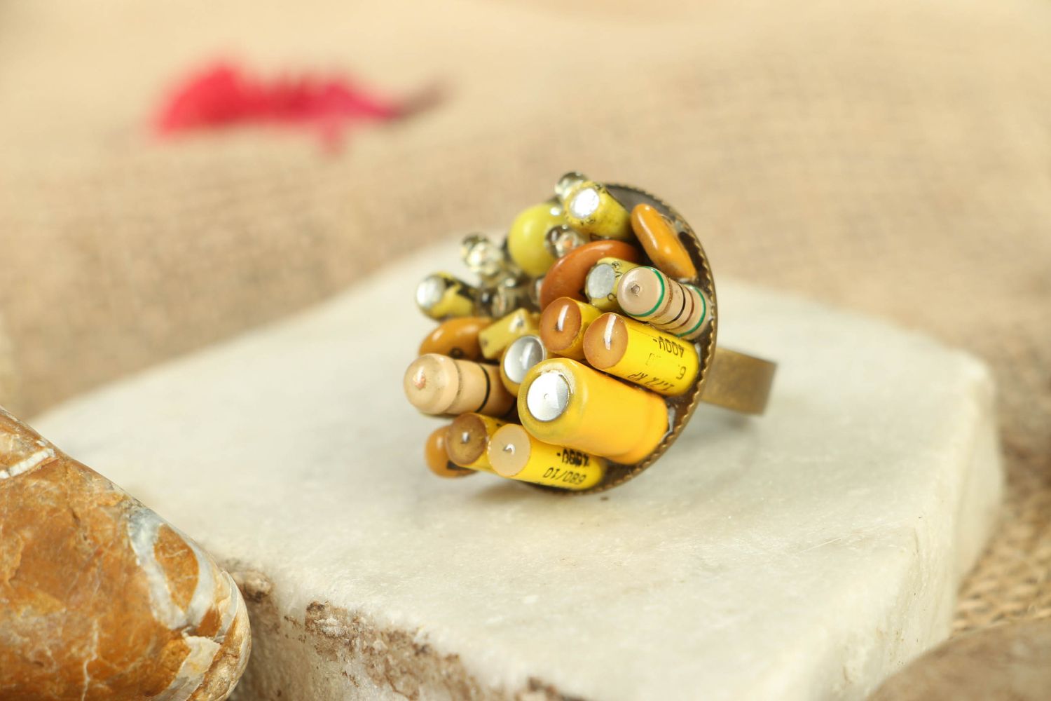 Steampunk ring of yellow color photo 5