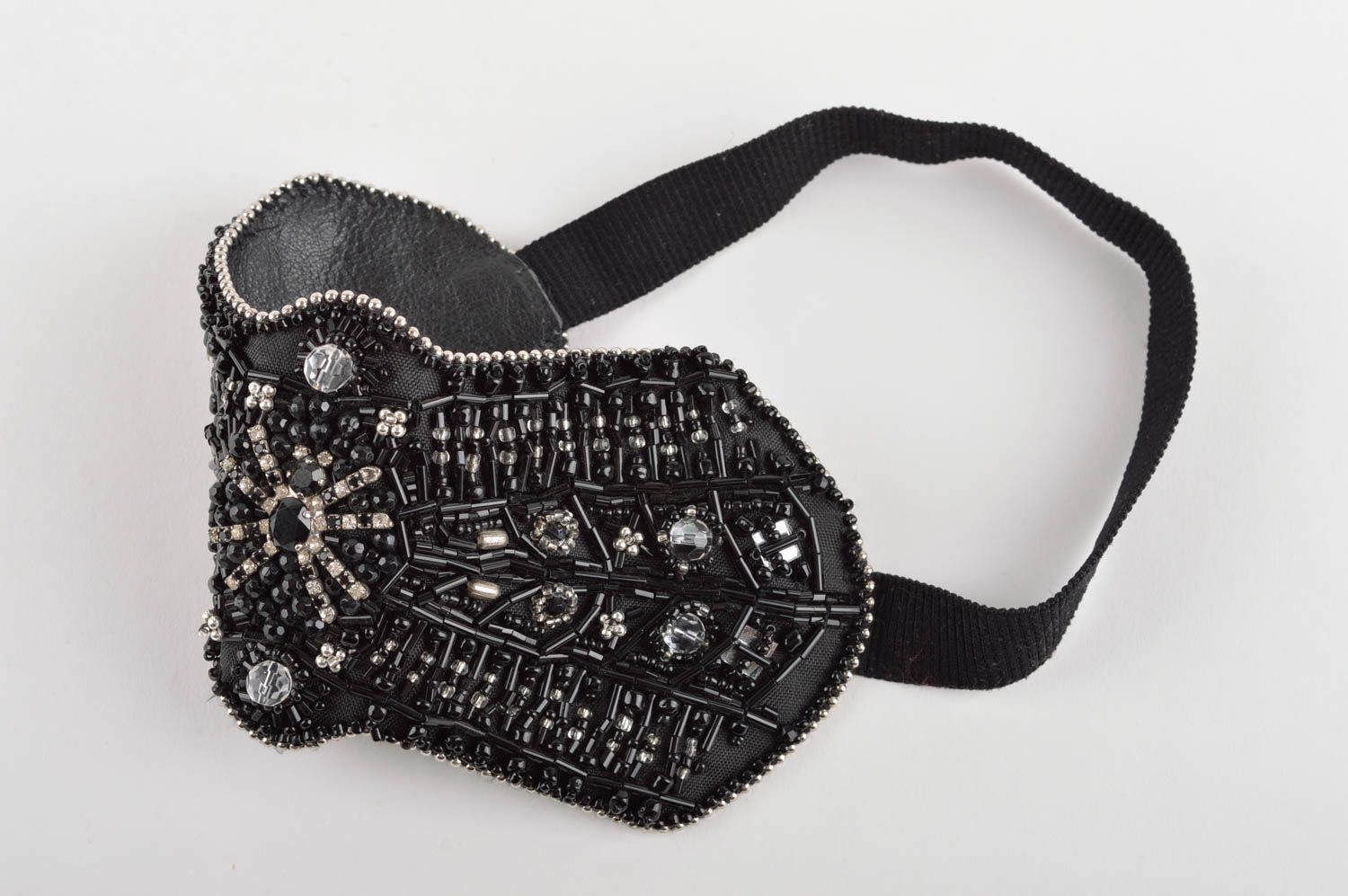 Schöne Haarband handmade schwarzes Haarband glänzende Accessoire für Haare foto 4