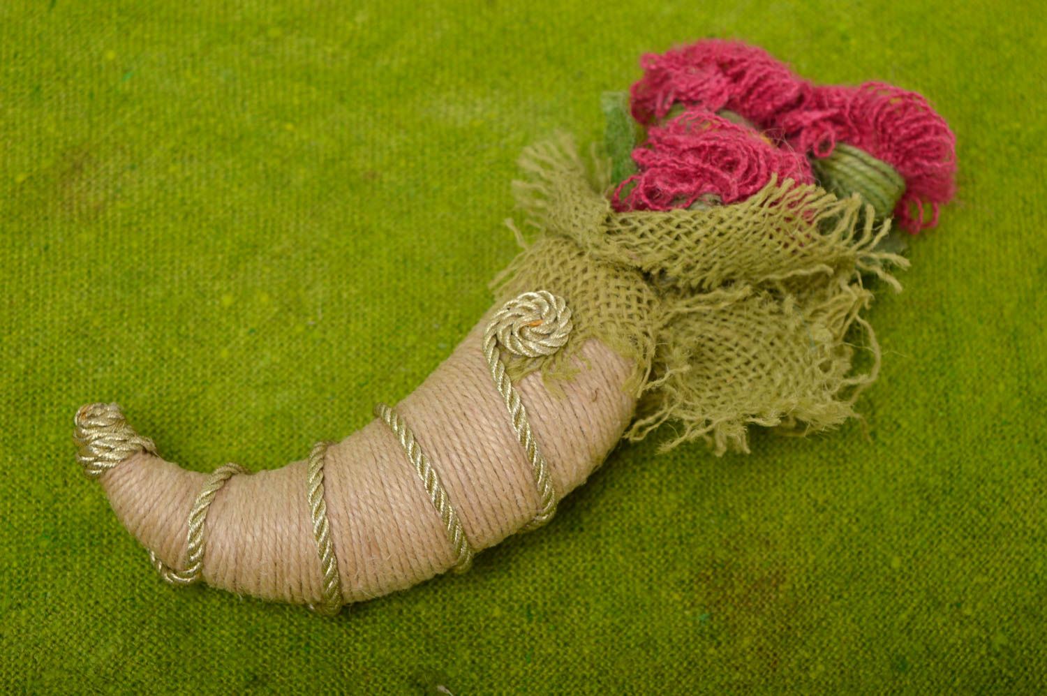 Figurine originale faite main Décoration ficelle corne avec fleurs Déco maison photo 1