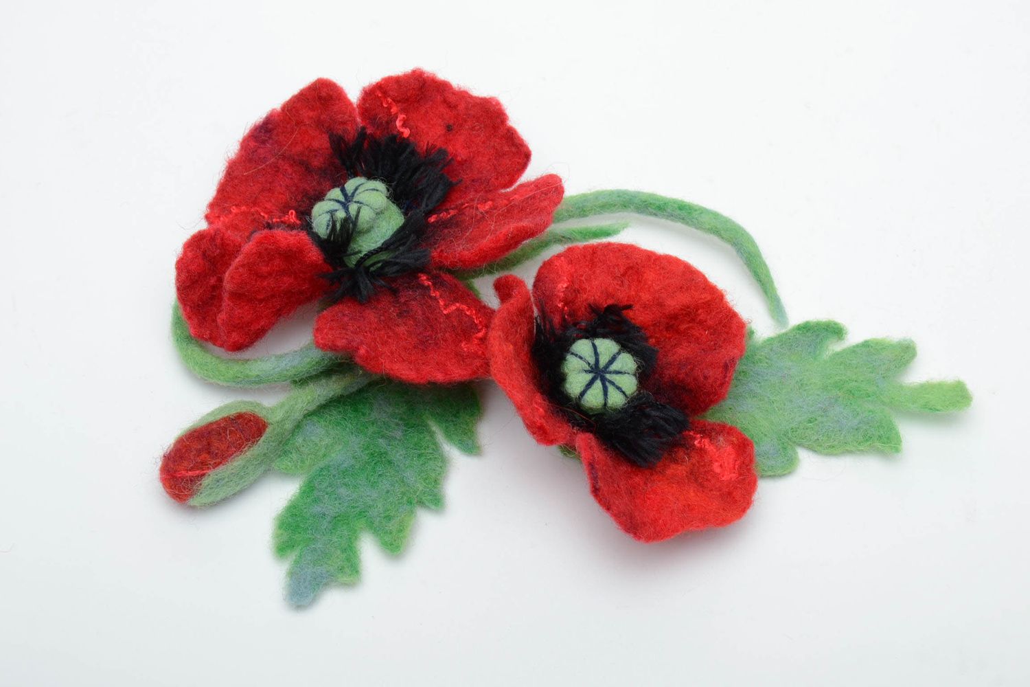 Large felted brooch Poppies photo 2