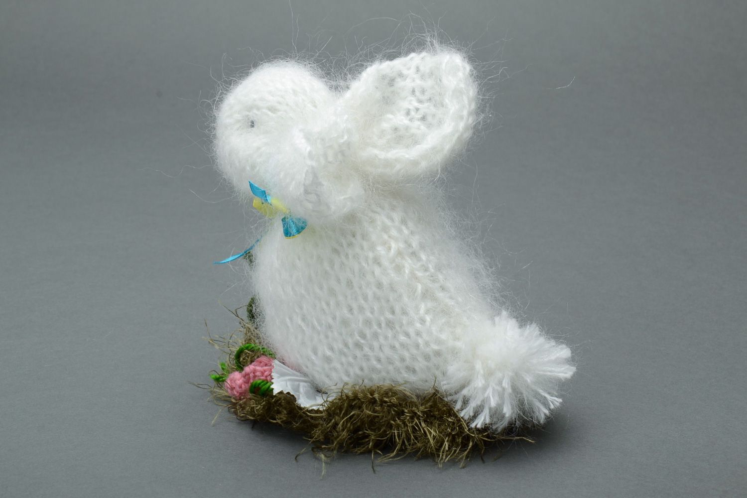 Soft crochet angora and mohair toy rabbit photo 3