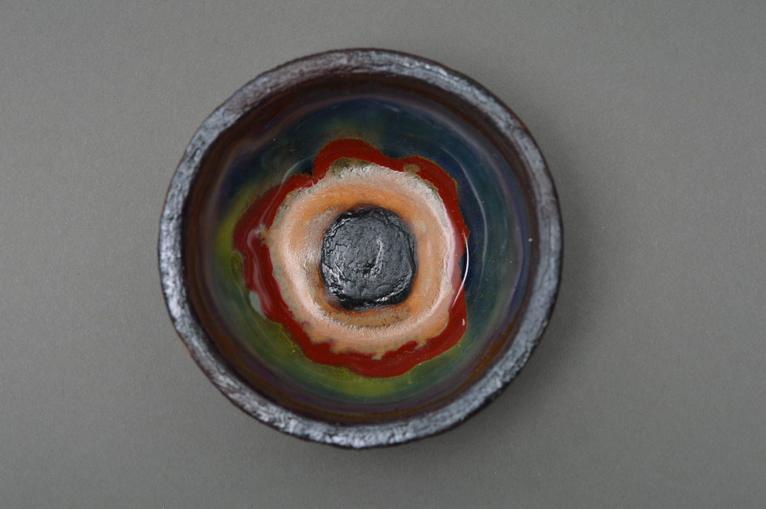 Belle saucière porcelaine ronde faite main peinte de glaçure colorée vaisselle photo 1