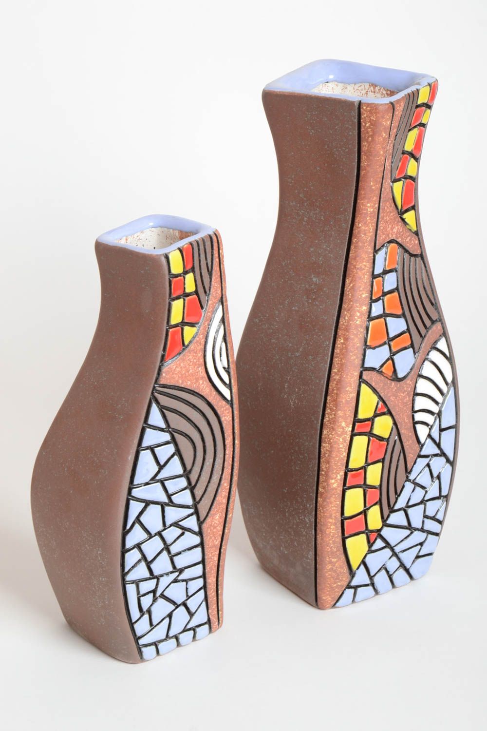 Vases design fait main Déco maison 2 pièces avec peinture Cadeau original photo 2