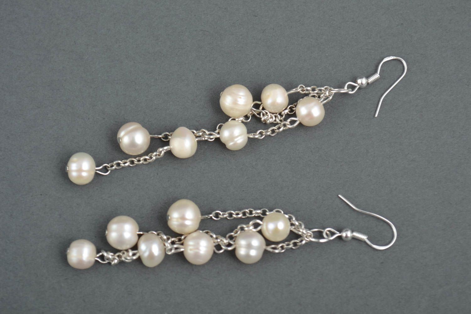 Dangling earrings handmade pearl jewelry long earrings fashion accessories photo 2