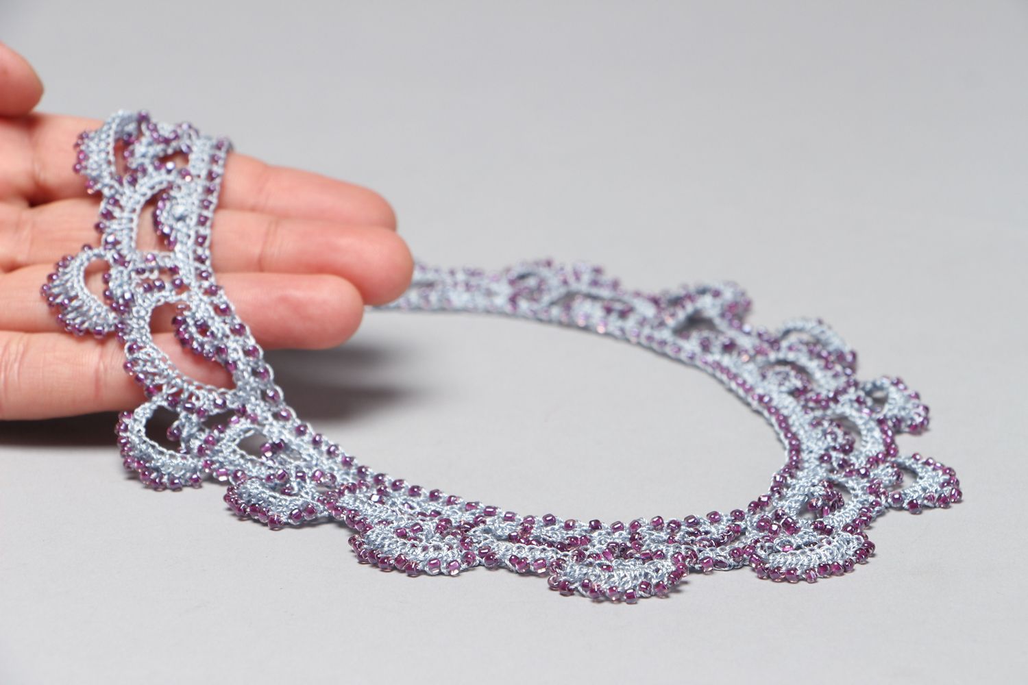 Light lacy crochet necklace photo 4