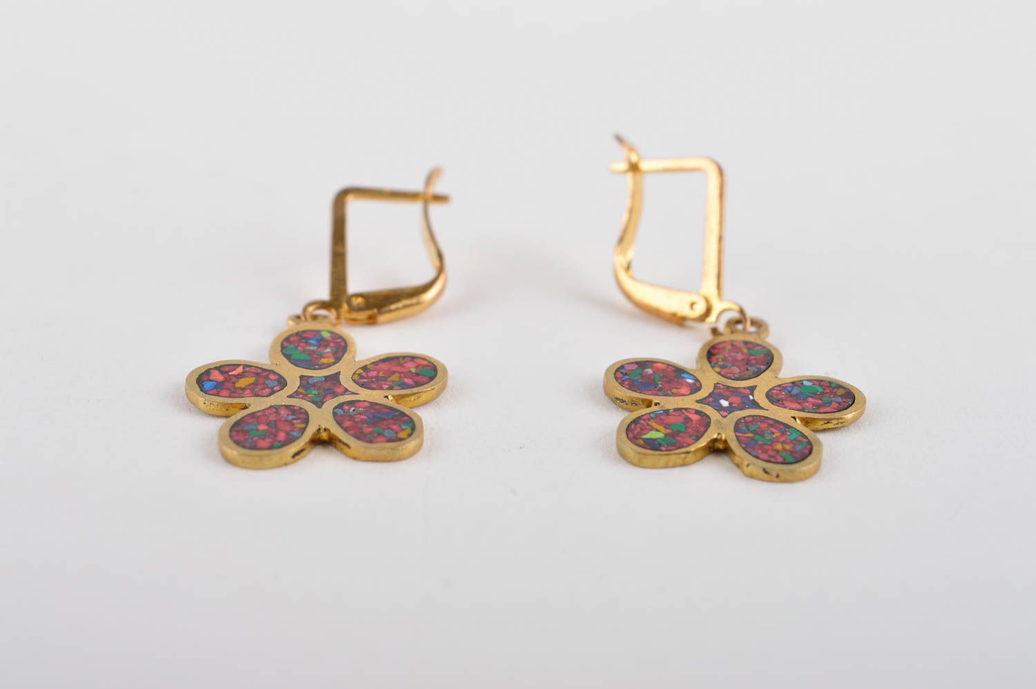 Handmade brass female earrings beautiful flower earrings elegant accessory photo 4