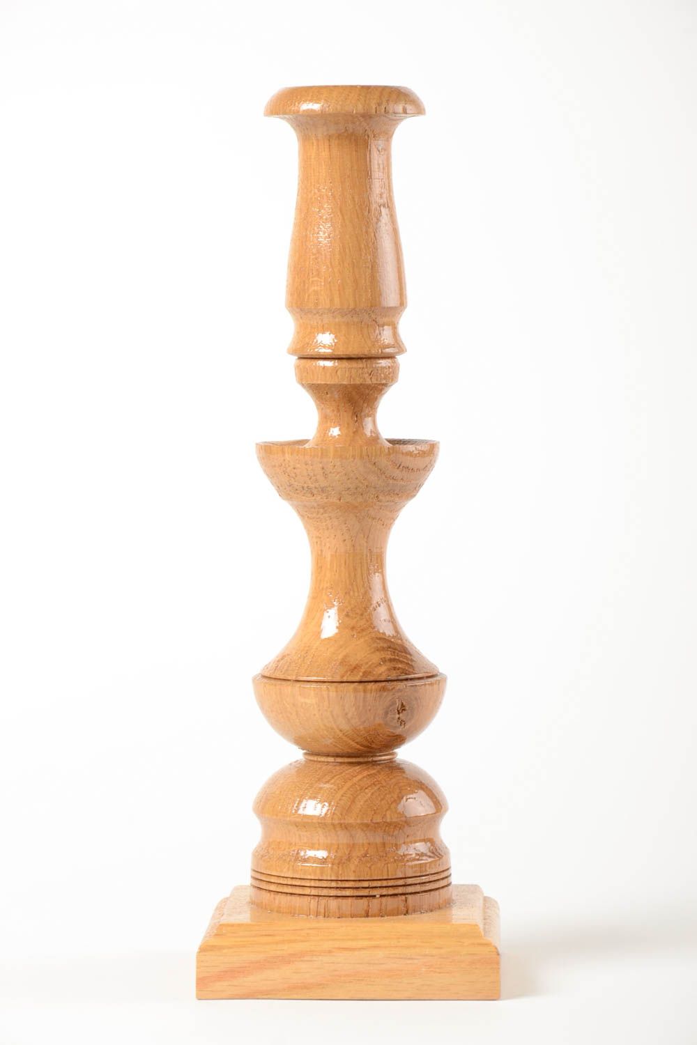 Wooden handmade retro style single candlestick holder 12,6 inches, 1,13 lb photo 2