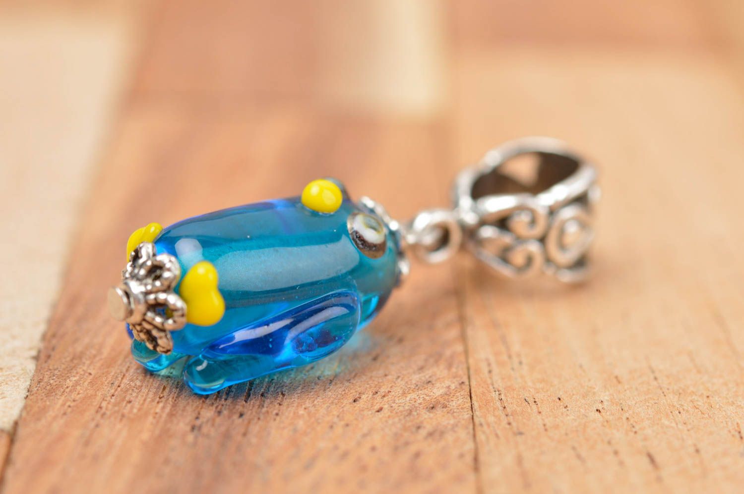 Handmade elegant glass pendant stylish unusual pendant female jewelry photo 2