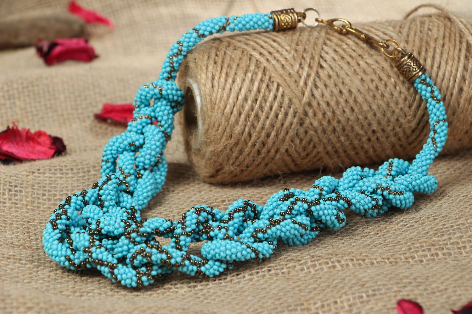 Handmade crochet beaded necklace photo 5