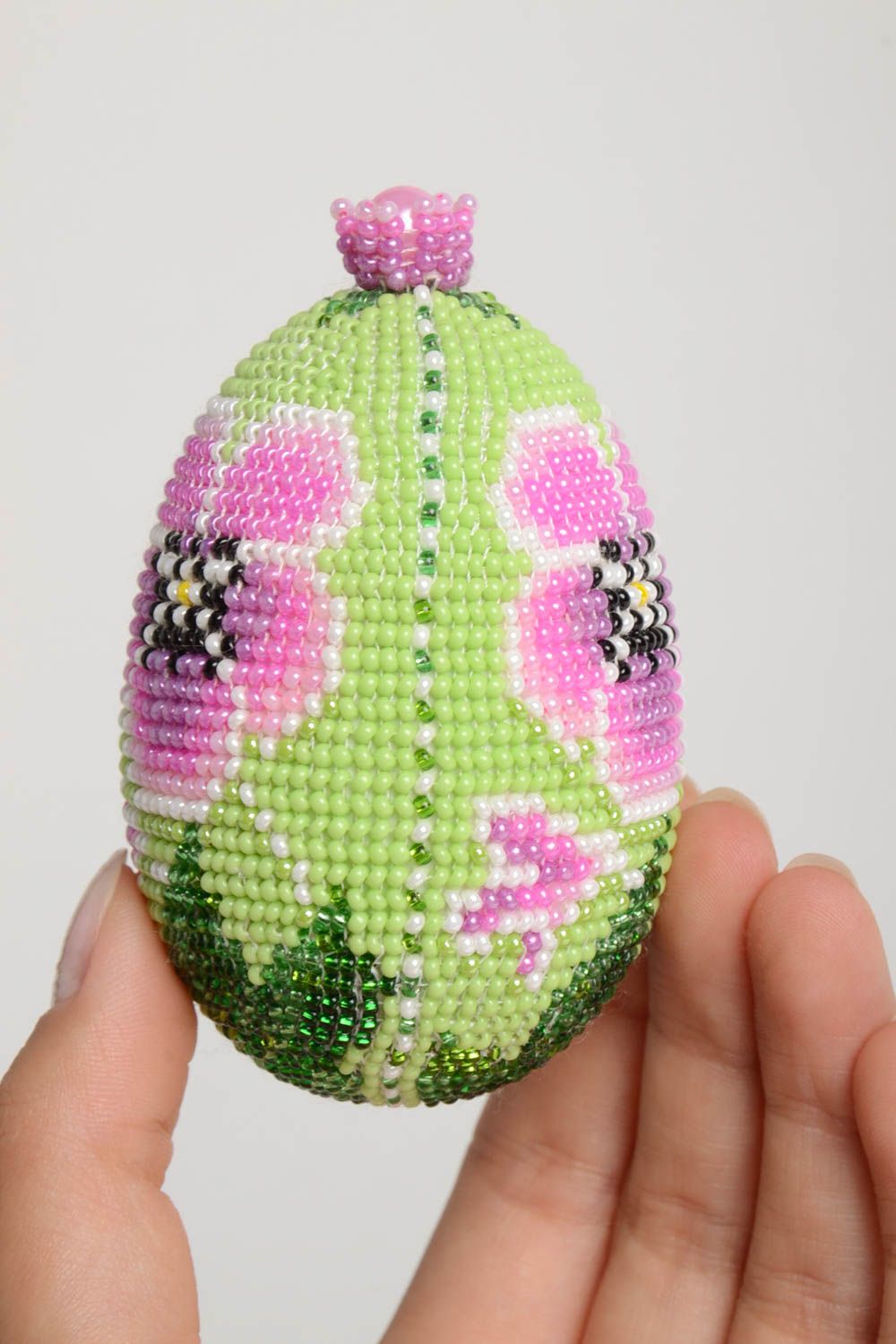 Oeuf de Pâques fait main Oeuf décoré de perles de rocaille Décoration de Pâques photo 5