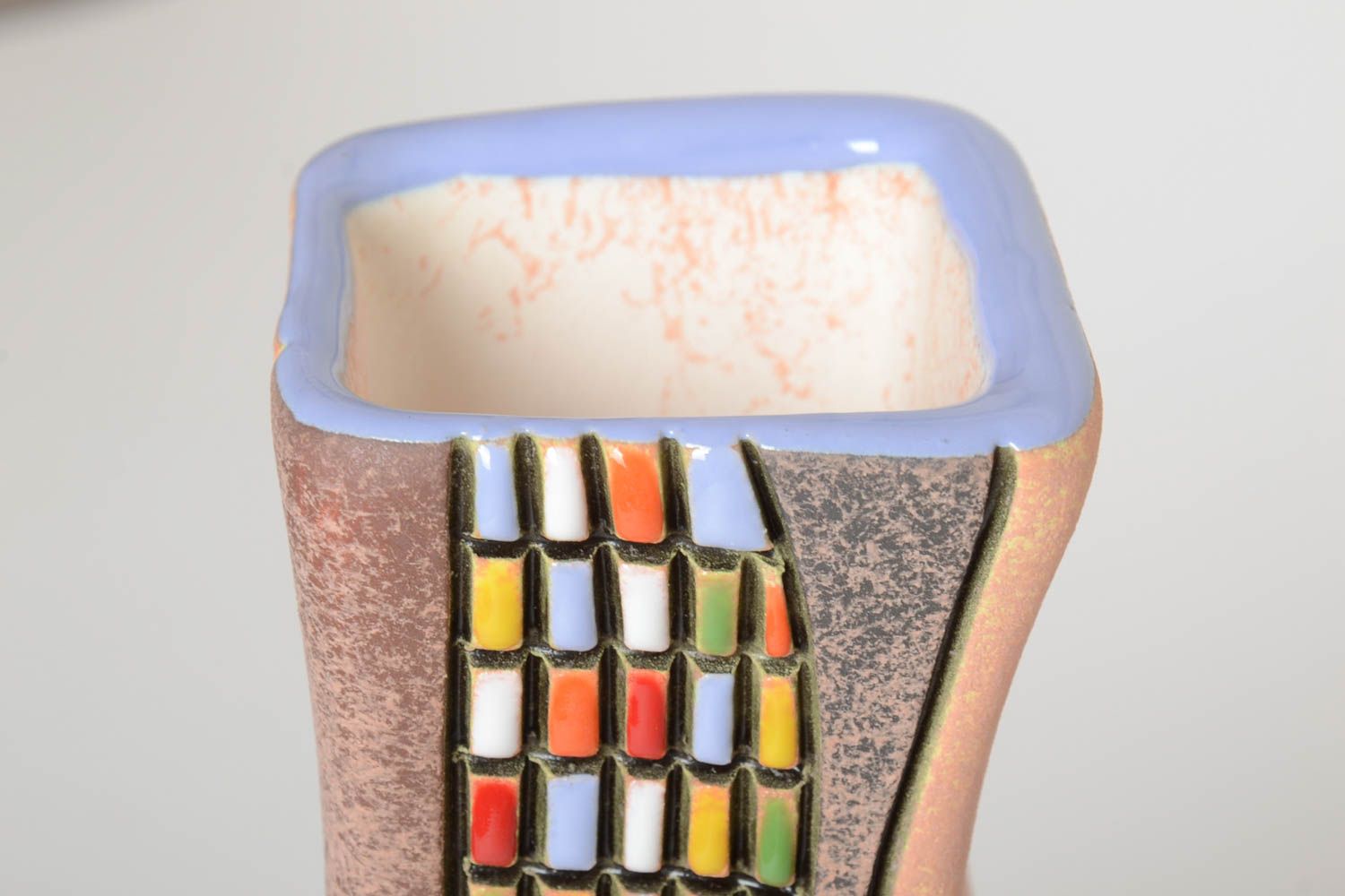 Керамическая ваза для цветов сувенир ручной работы декор для дома высокая 2 л фото 3