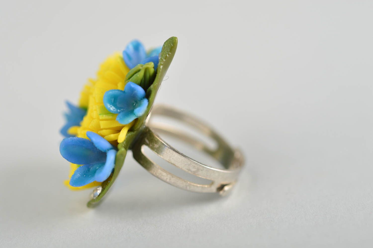 Ring Damen Handmade Ring Schmuck Geschenk Ideen Blumen Ring aus Polymerton bunt foto 1