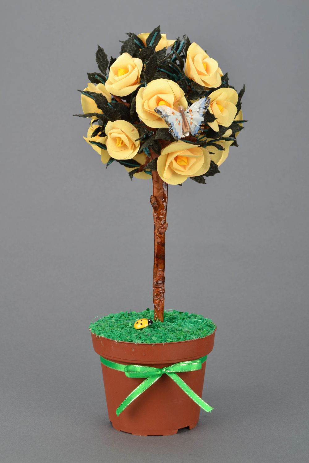 Topiary aus Stoff gelbe Rosen foto 4