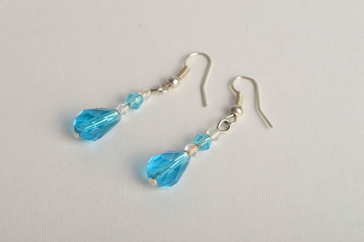 Damen Ohrringe handgefertigt Accessoires für Frauen Designer Schmuck blau foto 2