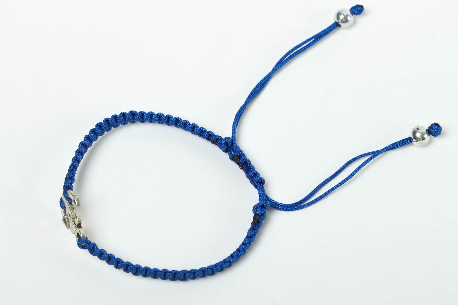 Handmade blue adjustable bracelet woven stylish bracelet wrist accessory photo 2