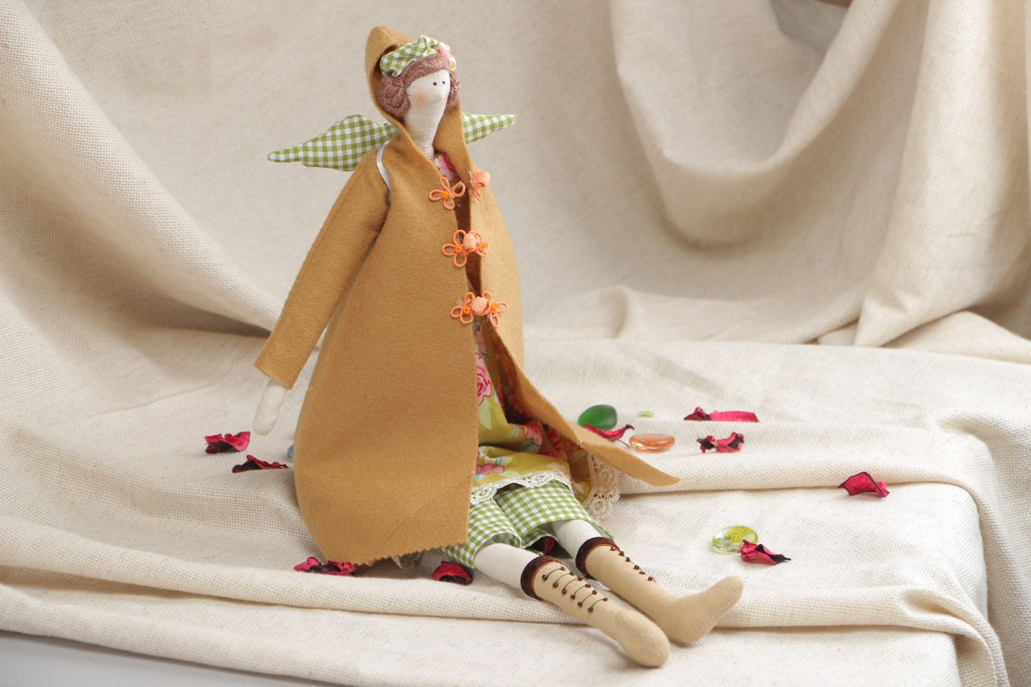 Игрушка кукла из ткани ангел ручная работа  фото 5