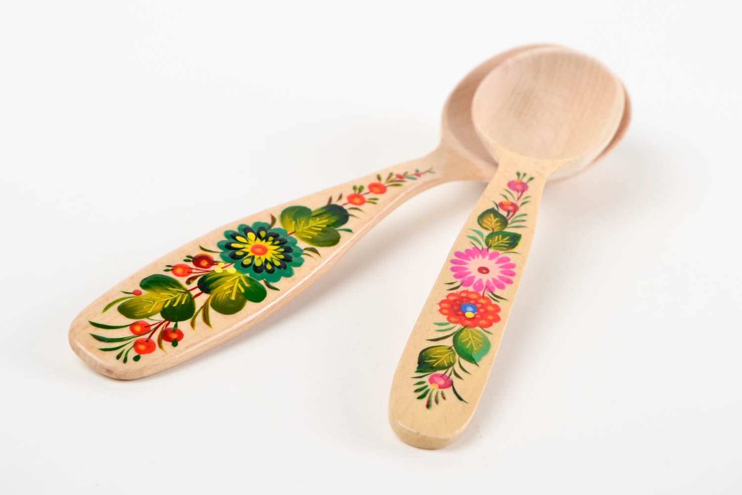 Handmade designer wooden spoons 2 painted spoons ware in ethnic style photo 4