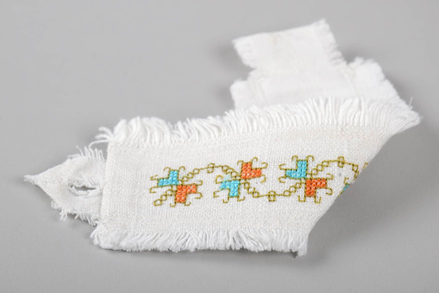 Handmade bracelet with embroidery wide bracelet in ethnic style designer jewelry photo 5