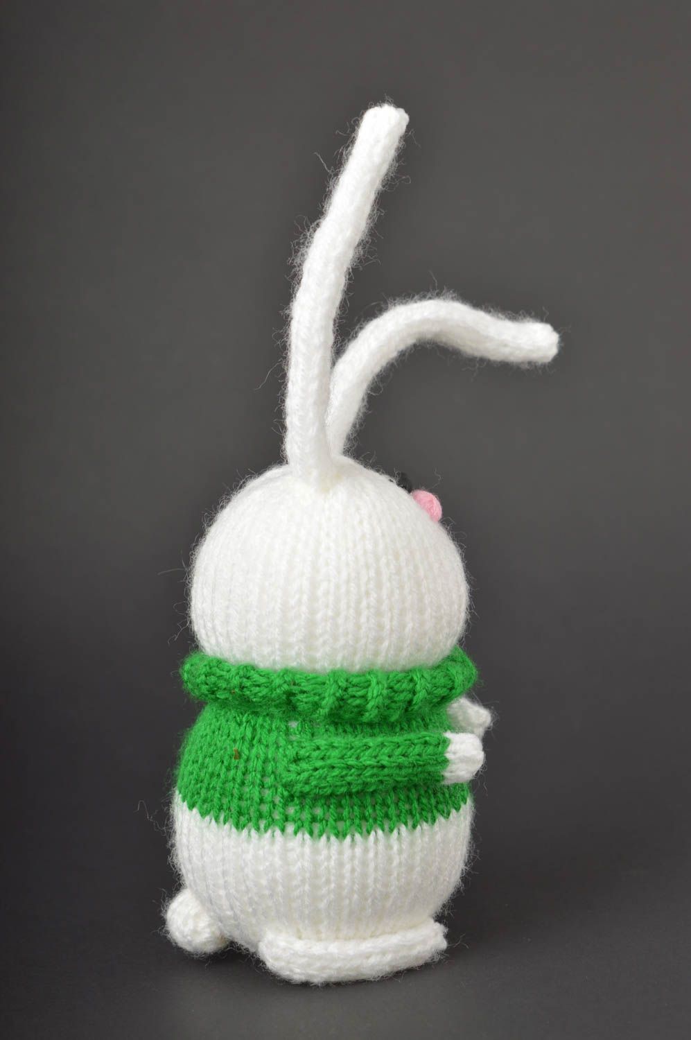 Мягкая игрушка ручной работы игрушка заяц в зеленом свитере детская игрушка фото 3