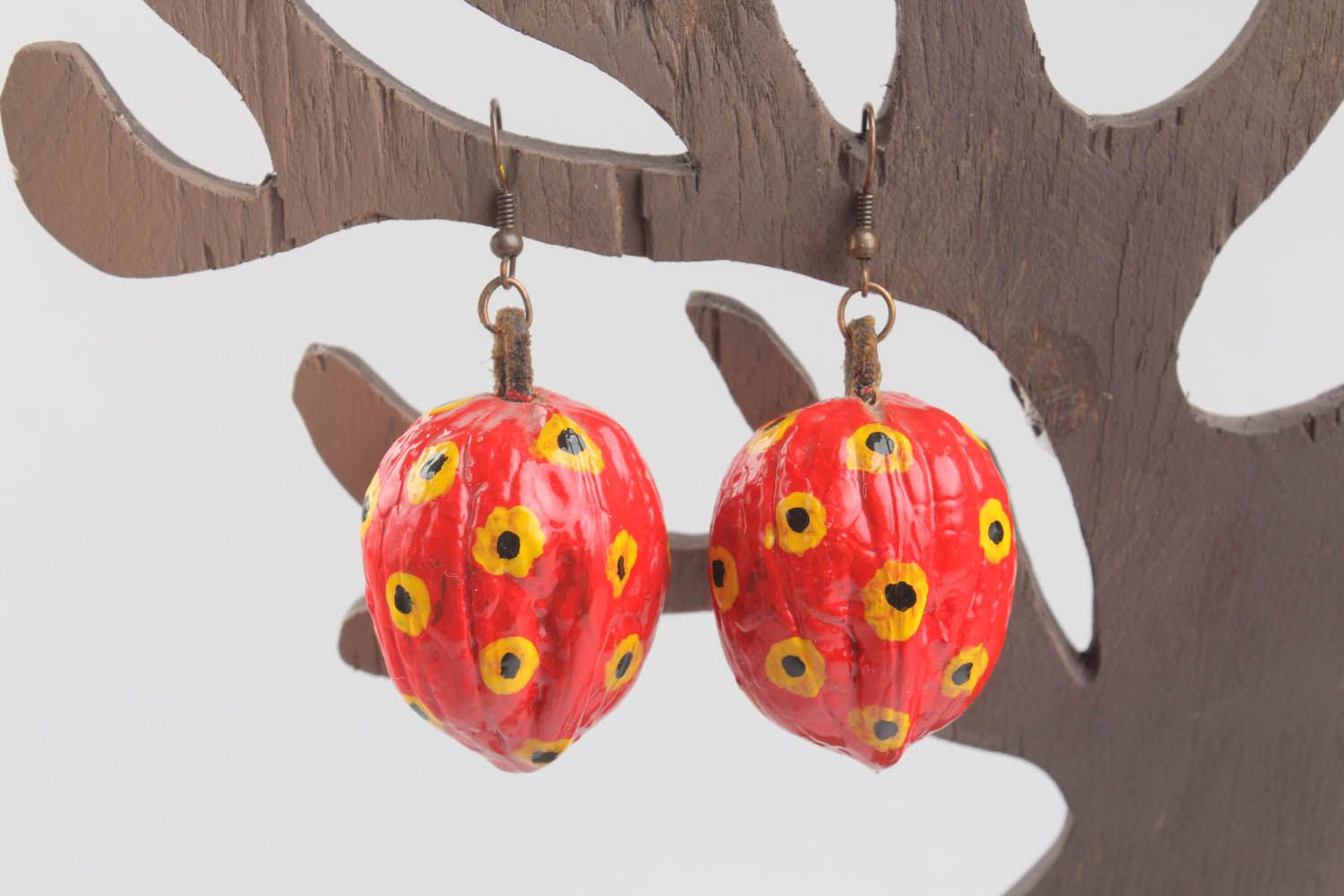 Handmade earrings Nuts photo 1