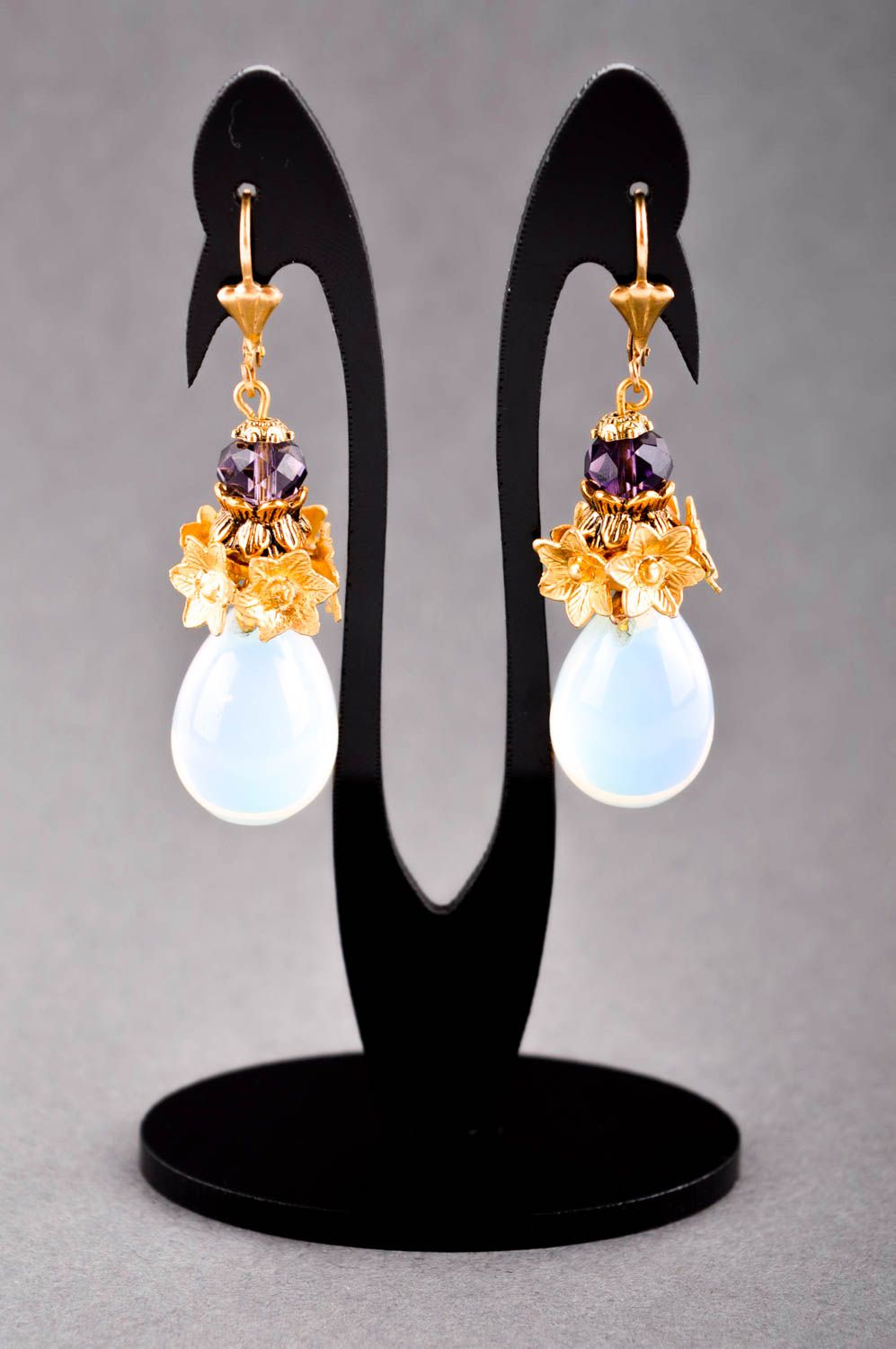 Handmade earrings designer accessory unusual earrings with stones gift ideas photo 1