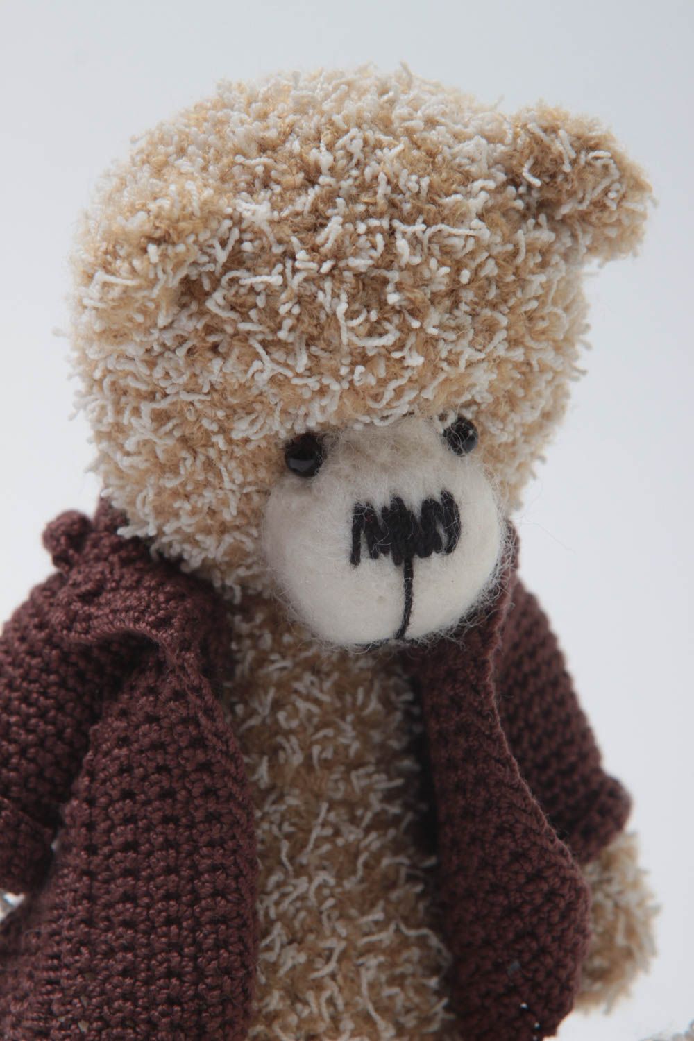 Doudou ours en pull fait main Peluche au crochet original Jouet pour enfant photo 3