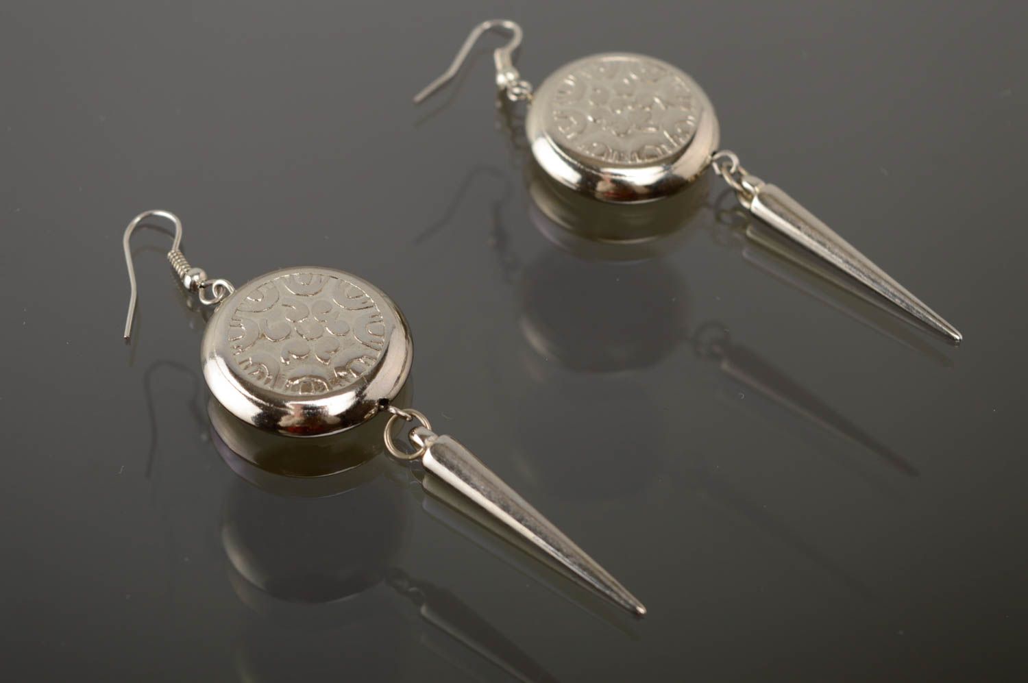 Metal earrings with charms photo 1